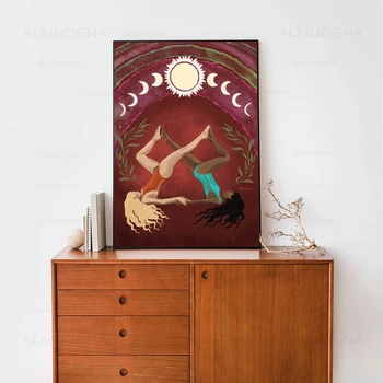 Naștere Sufletul Pereche Arta Iubirii Spirituale Ilustrare Poster Pânză Soare Lună de Arta de Imprimare Poster pentru Perete Acasă Decor Acasă Decor Acasă