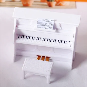 Negru și Alb Instrument Muzical Pian și Banca Pian Scor Casa Papusa in Miniatura Scara 1/12 Jucărie Decoratiuni de Gradina, Accesorii