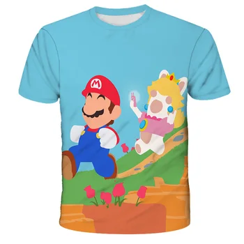New Super Mario Maneci Scurte 3D T-Shirt Fete Băiat Topuri Haine Copii Tricou 4-14 Ani Haine pentru Copii O-Gât Teuri 2021 pop Vara