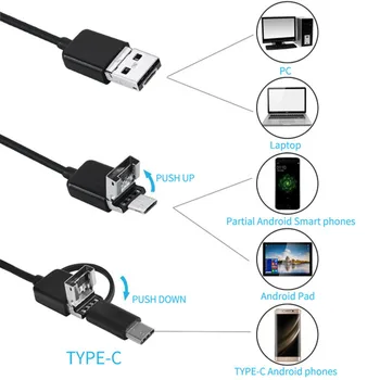 Noi 8.0 mm 1/2/5M Endoscop cu Camera HD 1080P, USB Endoscop cu 6 LED-uri de Cablu rezistent la apa Inspecție Puncte pentru PC Androi