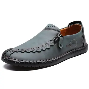 Noi Barbati PU Lovitura pe Fermoar Toc mic Confortabil Pantofi Casual de Cusut Tineret Tendință de Moda de zi cu Zi Fierbinte în aer liber Pantofi pentru Bărbați KS143