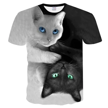 Noi de imprimare 3D de sex masculin/de sex feminin de moda cool T-shirt două pisici camasi de vara plus dimensiune casual cu mânecă scurtă tricou 3DT tricou topuri