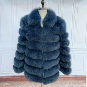 NOI femeile Real haină de blană de vulpe jacheta palton guler picioare doamna de moda de iarnă caldă reale haine de blana uza