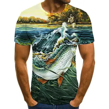 Noi vara 3D imprimate model pește bărbați și femei casual T-shirt tendință de Moda de tineret cool pentru bărbați t-shirt Hip hop maneci scurte alt