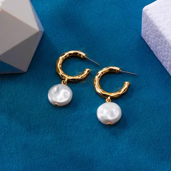 Noua Moda De Aur Perla Picătură Cercei Pentru Femeile Elegante Mingea Forma De Cerc Epocă Legăna Cercei 2021 Nunta De Lux Bijuterii