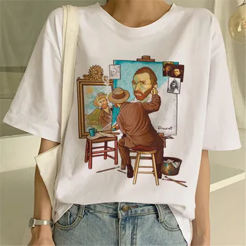 Noul Van Gogh Pictura Arta T Camasa Femei cu Maneci Scurte T-shirt Harajuku ' 90 Ullzang Tricou de Moda de Top Teuri de sex Feminin