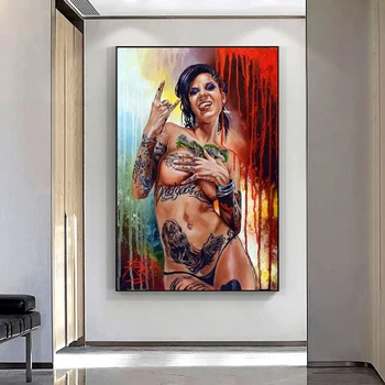 Panza Pictura Hip Hop Sexy Nud Fata de Arta de Perete Poster Tatuaj Femei Moderne Imagini pentru Living Home Decor Interior Cuadros