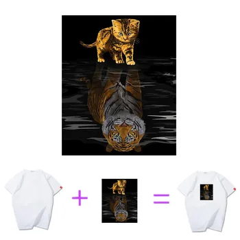 Patch-uri de Pisica Tigru Îmbrăcăminte Accesorii Diy Îmbrăcăminte pentru Femei T-shirt Transfer Termic Hârtie Fier Ons Autocolant pentru Haine Patch
