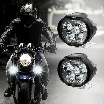 Pereche Condus Motociclete Faruri Albe Super-Luminoase 6LED Motociclete Scutere Lumina de Ceață Lampa de Lucru la fața Locului lumina Reflectoarelor cu LED-1500LM U4Q6