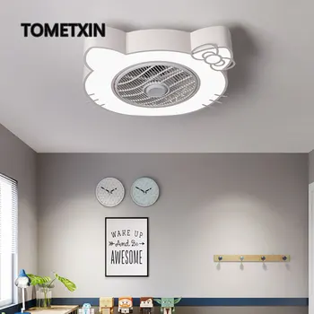 Pisica led ventilator de tavan cu lumina lumini pentru copii dormitor lampa acasă lampa de iluminat lumini de control de la distanță