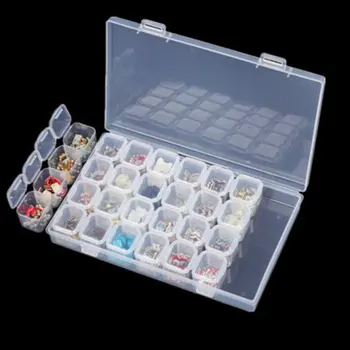 Plastic Manichiura cutie de scule 28 grila singur deschide mini burghiu cutie anti-toamna caseta de bijuterii transparente cutie de depozitare