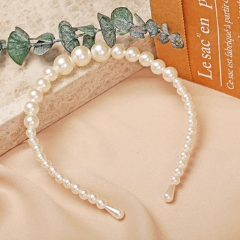 Plin de Perle Bentițe pentru Femei, Fete Dulci Mare Perle Bentita Eleganta Doamna de Păr Cercuri de Moda Temperament de Păr Accesorii Cadou