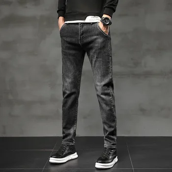 Primavara Barbati streetwear Confortabil Negru gri Vrac blugi Drepte coreea Moda Trend de personalitate Simplitate pantaloni casual