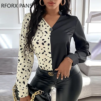 Primăvara Negre Cu Maneci Lungi V-Neck Bluza Casual Camasa Bluza Femei Top 2021