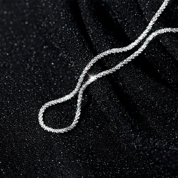 Pur Argint Coliere Pentru Femei 16inch 2mm Înstelat Link-ul Lanț Colier Scurt Collier Cravată Nunta Bijuterii Accesorii Bijoux