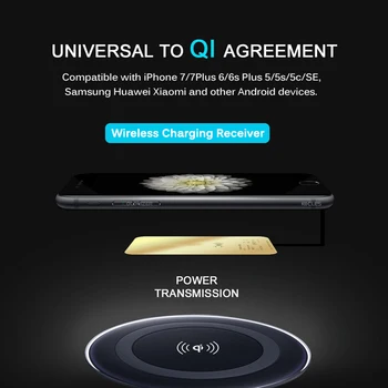 Qi de Încărcare fără Fir Receptor Pentru iPhone 7 6s Plus 5s Micro USB de Tip C Universal Rapid Încărcător Wireless Pentru Samsung Huawei, Xiaomi