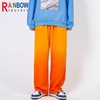 Rainbowtouches Pantaloni Barbati Smiley Model Tie Dye Gradient Strada Hip Hop Liber Casual Pantaloni Largi Picior Pantaloni Barbati