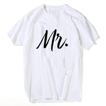 Regele Regina Cupluri Tricou MR MRS Scrisoare de Imprimare Cuplu Tricou de Vară de Moda Femeie T-shirt Casual, O-Gât Topuri Iubitorii de Tricou