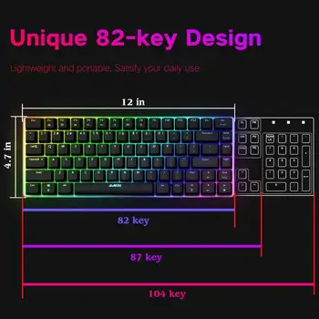RGB Tastatură Mecanică Verde/Negru Comutator 82 Cheie Tastatură cu Fir pentru PC Jocuri cu Ergonomice 18 Modul LED cu iluminare de fundal Tastatură de Gaming