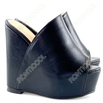 Ronticool 2021 Handmade Femei Catâri Sandale Unisex Alunecare La Pene Toc Înalt sandale Negru Clasic Casual Pantofi NOI Marimea 5-20