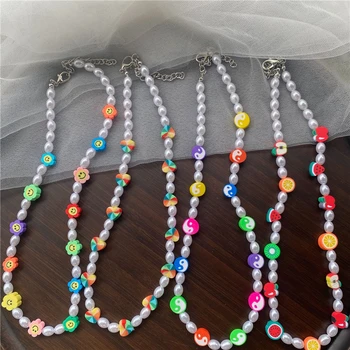 ROXI Cupru Perle Colorate Lanturi Coliere pentru Femei Fete Drăguț de Vară de Bijuterii Yin Yang Flori Curcubeu de Fructe Cravată Colier