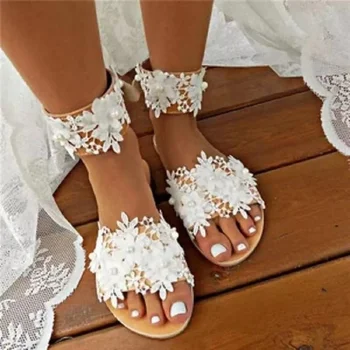 Sandale si papuci de casă, purta 2021 noi de vara mid-toc de moda pearl stil de basm ins valul cu fusta feminin papuci