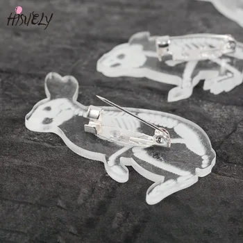 Schelet Animal pin creative pinguin, porc, iepure, pisica mouse-ul craniul transparent rășină acrilică brosa animal pin badge bărbați