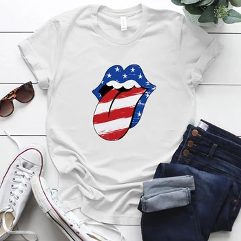 Seeyoushy Steagul American Limba Print Amuzant Femei T-shirt cu Maneci Scurte de Vară Vrac Top pentru Femeie Haine Graphic Tee Shirt Femme