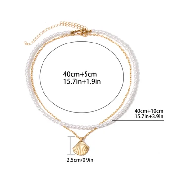SHIXIN Stratificat Perla Cravată Colier pentru Femei Boho Metal Scoică Shell Colier Pandantiv 2019 Moda Femei Bijuterii pe Gat