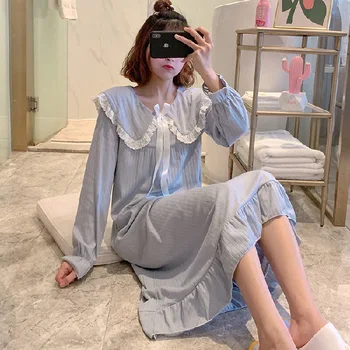 SLPBELY Femei Cămașă de noapte camasa de noapte de Primavara Vara din Dantela de Culoare Solidă Simplu Mânecă Lungă cămașă de Noapte Pijamale Homewear îmbrăcăminte de noapte