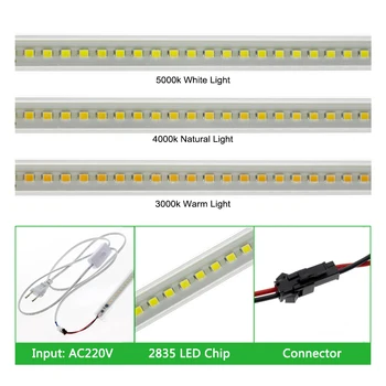 SMD2835 LED-uri Tub AC220V 8W Înaltă Luminozitate Greu Rigide, Benzi cu LED-uri Bara de Lumini 50cm 72LEDs de Economisire a Energiei LED Tuburi Fluorescente Set
