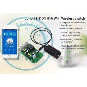 Sonoff TH16 Smart WiFi de acasă Inteligent Comutator 16A Temperatură și Senzor de Umiditate Casa Inteligentă de la Distanță Controler de automatizare modulul
