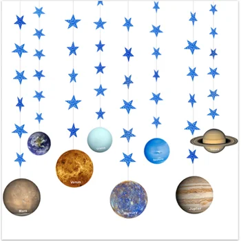Spațiu Galaxy Sistem Petrecere cu Tema DIY Opt Planete Banner Copil de Dus Băiatul Ziua de nastere Decoratiuni Petrecere Copii Fundal Decor