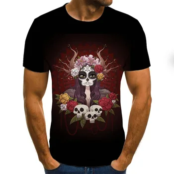 T-shirt pentru Bărbați Îmbrăcăminte de Groază 3D Craniu de Imprimare Tricou pentru Bărbați Model Băiat Topuri Supradimensionate Strada Stil Casual Tricouri 2021 Noi de Vara