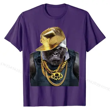 T-Shirt, Rapper-ul Gorilă în Lanț de Aur și Capac, Stilul Hip-Hop mai Recente Barbati Tricouri din Bumbac Topuri Tricou Grup