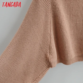 Tangada Femei Șal Stil Solidă Pulover Tricotat Femme 2021 Moda Șic High Street Doamnelor Cardigan Topuri 4P01