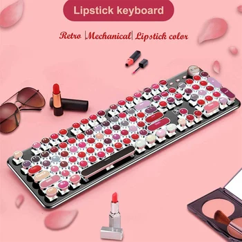 Tastatură Mecanică De Gaming Typewriter Keyboard Impermeabil Tastatura Cu Fir Paleta 104 Taste Panou De Metal Rotund Taste