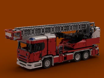 Tehnologia bloc de salvare camion Scania camion camion de incendiu echipate cu scara de salvare de la distanță de asamblare jucărie baiat cadou de ziua de nastere
