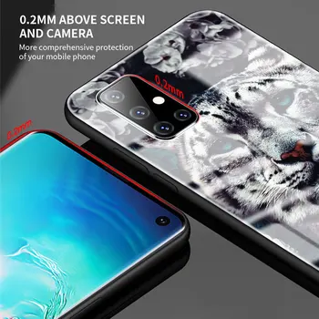 Telefon Acoperă Pentru Samsung Galaxy A50 A51 A71 A70 A30 A31 A21s A91 A10 A40 Sticla Temperata Mobile Caz De Animale Drăguț Tigru Leu