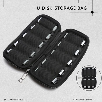 U Disc Geanta Organizator Caz de Stocare Flash Drive USB Portabil de Protectie Praf Praf Și la Șocuri, cu Închidere Cu Fermoar