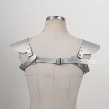 Unisex Gotic din Piele PU Corp Muscular Piept Ham Sexy Cosplay Restricții Umăr Armura Costum de Streetwear Rezervor de Top Accesoriu