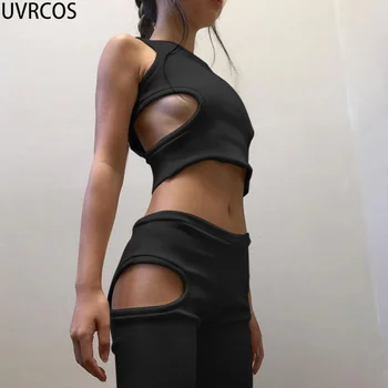 UVRCOS Femei Seturi Scurte de Vară 2021 New Sosire Y2k Designer de Trening Femei cu dungi Vesta+Motociclist pantaloni Scurți produse Vrac en-Gros
