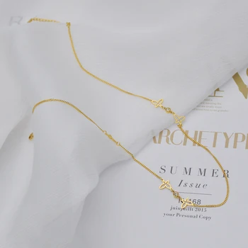 Uzone Trendy Din Otel Inoxidabil Argintiu Aur Cu Fluturi Diamant Lanț Coliere Pentru Femei Cuplu Fata De Bijuterii Cadou De Aniversare