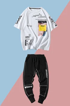 Vara Barbati Set Sport de Moda 2020 Mens Îmbrăcăminte Imprimat Tricouri Streetwear Gâfâi Cale de sex Masculin Costum din Două piese Set