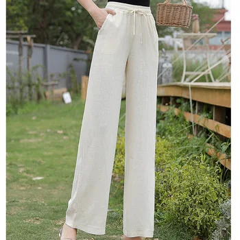 Vara Supradimensionate, Pantaloni Largi Picior Celmia Femei Vintage Lenjerie de Palazzo Moda Pantaloni Lungi Casual, Talie Elastic Solid Pantalon 2XL