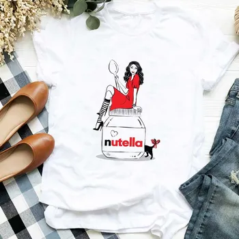 Vara T-shirt Nutella Imprimare tricou Femei 90 Ulzzang Moda Grafica de Desene animate Drăguț Modă Tumblr Doamnelor T-shirt XXXL