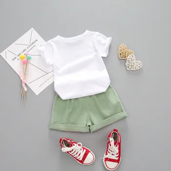 Vară Stil Nou Copii Pentru Copii Copilul Fata De Pepene Verde Scrisoare De Imprimare Topuri + Pantaloni Scurți, Costume Set Haine Vogă Haine Pentru Copii Ropa Bebe
