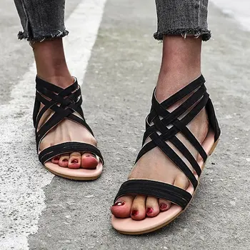 Vară Stil Nou Plat sandale Sandale de Moda de Culoare Solidă Confortabil în aer liber, Pantofi pentru Femei Ușoare, Non-alunecare Pantofi de Moda