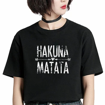Vetement Femme 2021 Hakuna Matata Scrisori De Imprimare Plus Dimensiune Topuri Harajuku Femei Tricou De Cauzalitate Moda Cu Maneci Scurte Topuri Sexy