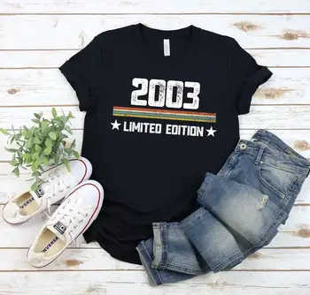 Vintage 2003 cămașă de 18 ani, băieți și fete, cadou de ziua de vară gât rotund fabricat din bumbac T-shirt 18 cadou de ziua de nastere